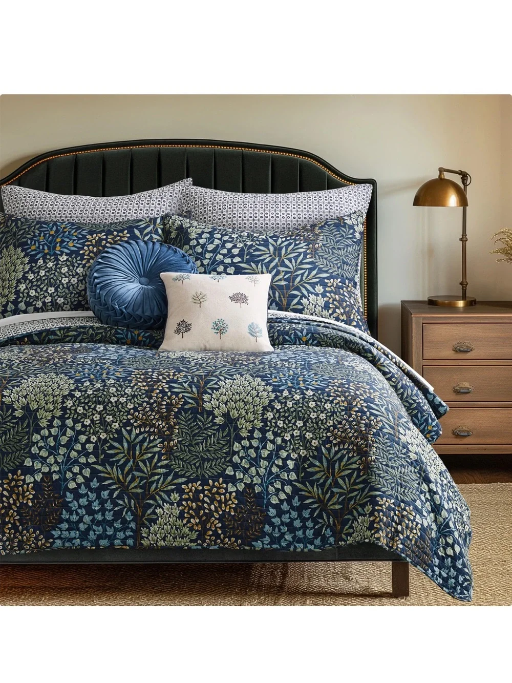 LEVTEX HOME ENGLISH FOREST TWIN QUILT SET COLOR: navy new